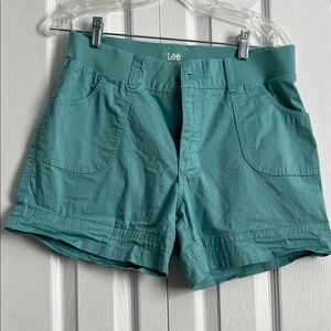 Lee Women's Teal High-Waist Cotton Blend Shorts